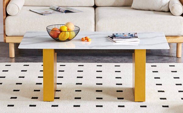 4cbdfc6accd84b69afb28c04d37f0790_3932129867acc7db9847595617cfb8b0 Modern minimalist Tempered glass with sticker desktop coffee table and dining table, paired with golden MDF decorative columns. Computer desk. Game table. CT-1546