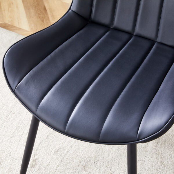 Table and chair set.Modern Black Marble Pattern MDF Dining Table Set - 55"x31.4" with 4 Extended Seat Cushion PU Dining Chairs and 1 Bench,A Choice of Subtle Luxury for Modern Homes.