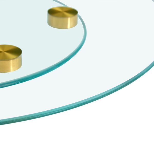 4d1dd96a15304a959cff6054f5226a3d_64daac9f2b97dc28b587ab6800693f5a Double layer rotatable round glass.The rotatable design makes it more convenient to retrieve and place items.The upper glass has a diameter of 30.3 inches, while the lower glass15 inches.