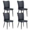 Modern Black PU Chair Set - Four Pieces, The backrest has a vertical and smooth line design.Suitable for placement in kitchen, living rooms, and other venues.W1151116744