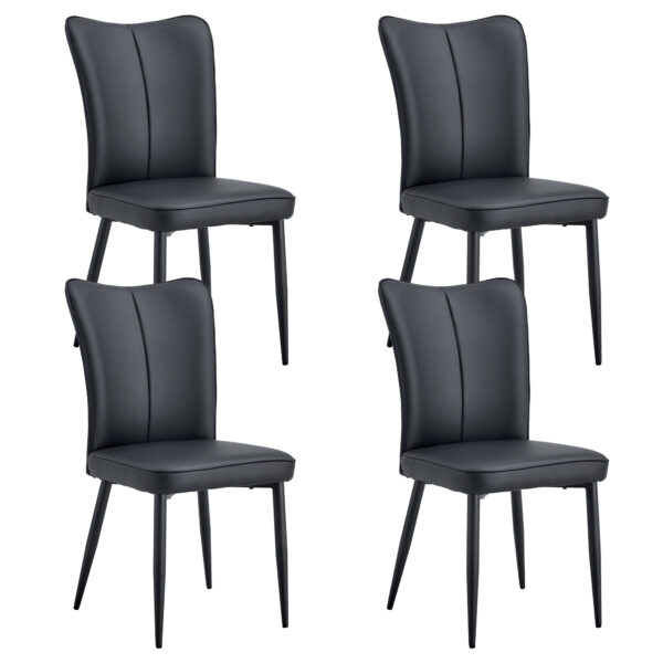 4d27c53d80774f88a2b5a4b3cea1af05_20231018_71f7f8f5d9c6c4c074d99318935dff22 Modern Black PU Chair Set - Four Pieces, The backrest has a vertical and smooth line design.Suitable for placement in kitchen, living rooms, and other venues.W1151116744