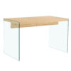 The top of the coffee table is made of medium density fiberboard and wooden stickers, with transparent tempered glass on both sides. The design is simple and elegant, with a sturdy structure.
