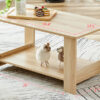 Modern minimalist log colored double layered rectangular coffee table, tea table.MDF material is more durable,Suitable for living room, bedroom, and study room.35.4"*19.6"*16.5" CT-16
