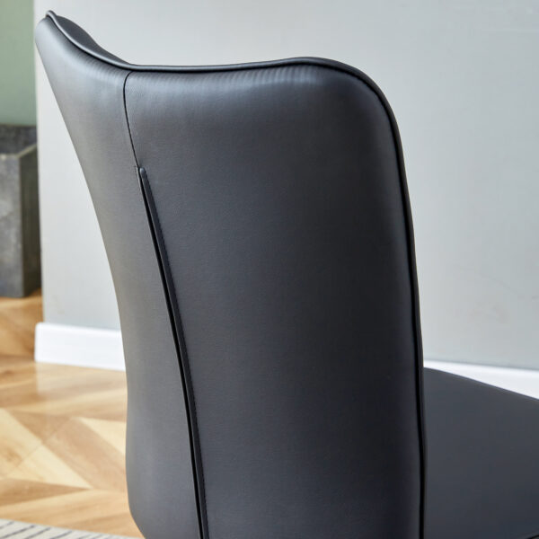 4d96014077b44896a2189677a3b291ff_20231018_a929cc4aa525424e8af2d9983cee8be5 Modern Black PU Chair Set - Two Pieces, The backrest has a vertical and smooth line design.Black Metal Leg.Suitable for placement in kitchen, living rooms, and other venues.W1151116750