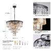 (Same as W1340P188542/L5007-600-B) 24" Contemporary Crystal Modern Chandeliers Crystal Ceiling Chandelier 4 Tier Black Chandelier Lighting for Dining Room Living Room Bedroom (Bulbs Not included)