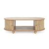 MDF ELEGANT LONG OVAL STORAGE SIDE TABLE WITH RETRO CHARM, NATURAL COLOR
