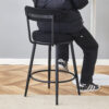 Fashionable and Comfortable - Two Sets of Ergonomic High Legged Bar Chairs, With Black Breathable Fabric Cushions And a Total Height of 35.5 Inches.Pack two in one box.