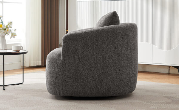 360° Swivel Chair, 38.2" Accent Chair Sofa, Upholstered Swivel Barrel Sofa Chair with a Throw Pillow for Living Room, Bedroom, Office and Hotel, Grey