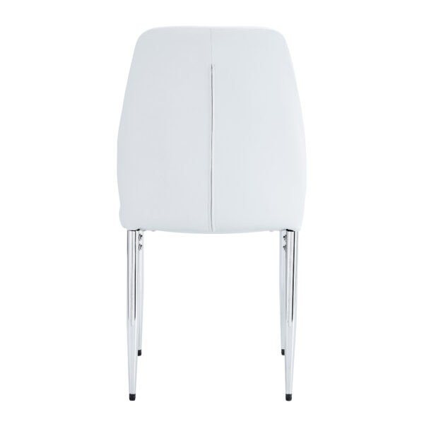 4ed60b685a5c4e72a4fb1c8c2b05b8fc_cd2ade3d80f637f99943dfe2a47a57de Set of Four White PU Comfort Dining Chairs (17.7"x25").Dining chair with extended backrest,WHITE PU,Silver metal legs,Suitable for various places such as family restaurants, hotels, coffee shops,etc.