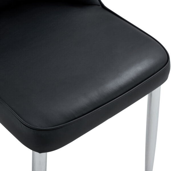 4eddc6ff53714fedb614c3978babe92b_404d6bd123ac6b7ab289bf403add4112 2 modern dining chairs, smooth PU leather backrest and silver-toned metal legs for a comfortable home experience for kitchens, bedrooms and offices.