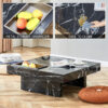 A modern and practical coffee table made of MDF material with black patterns. The fusion of elegance and natural fashion  31.4"*31.4"*12"