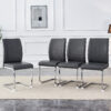 Luxury Simple Arch Chair - Set of 4 Dark Gray PU Material High Resilience Dining Chair with Arched Metal Silver Leg.Crazy Horse Texture PU Dining Chairs.
