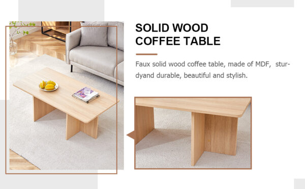 A modern and practical wood colored coffee table. The coffee table is made of medium density fiberboard material and is suitable for living rooms, bedrooms, and study rooms. CT-2O