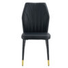 4 modern dining chairs with stylish PU patterned backrest and black metal legs for a comfortable home experience in the kitchen, bedroom and office.