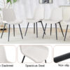 White artificial leather backrest cushion dining chair, black metal legs, curved widened cushion design for more comfort, suitable for restaurants, kitchens, bedrooms, offices.(4 chairs) 0502