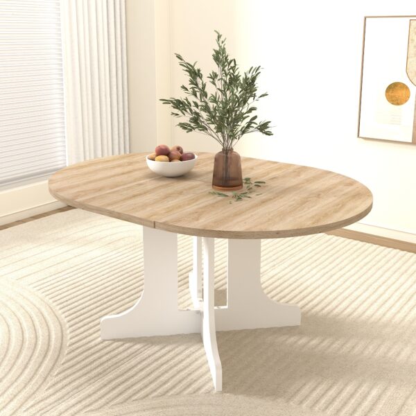 4f5b499a4dc245939563e73e93a5803a_e07b811fe1cd73217e5e4abfdfd4318c Dining Table for Farmhouse Kitchen 59x43 Inch Expandable Oval Table Top with Removable Leaf Trestle X Shaped Base White