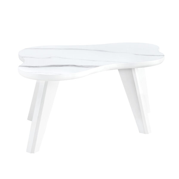 4f665bd5f7044df9a014f2f236620636_bfb82b56566bf9cc8ed31c04dbadb278 Modern minimalist white imitation marble table top. Solid wood legs, cloud shape to give you a new experience, computer desk. The game table. Suitable for dining and living rooms.