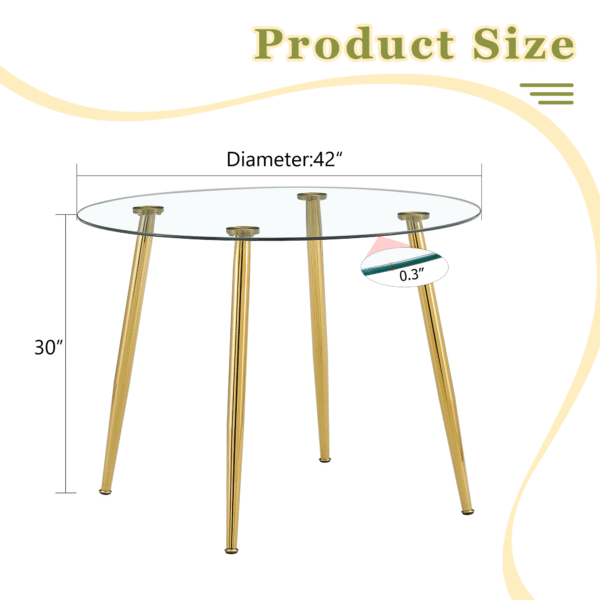 4f70a7b440b646369730052faca00303_2567816aeb5cb163443cea194ff71351 Round dining table with glass top, gilded metal legs, exquisite living, starting from the details, the gold legs show an extraordinary texture, which is the finishing touch to your home
