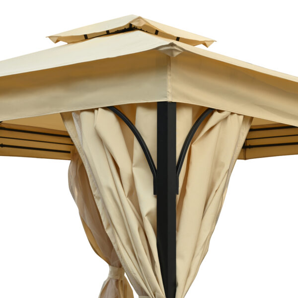 TREXM 10x12 Outdoor Gazebo Tent with Double Roofs, Patio Gazebo with Mosquito Netting and Privacy Screens, Patio Canopy for Shade and Rain for Backyard, Garden, Lawn and Deck (Beige)