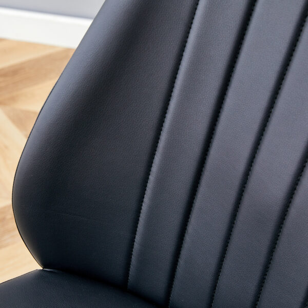 4f8b788a2cfe47e2873b85e830a96000_295d957df09e1cac286403dc1042e311 Set of 8 Black PU Comfort Dining Chairs (17.7"x25").Dining chair with extended backrest,BLACK PU,Silver metal legs,Suitable for various places such as family restaurants, hotels, coffee shops,etc.