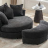 Orisfur. 360° Swivel Accent Barrel Chair with Storage Ottoman & 4 Pillows, Modern Chenille Leisure Chair Round Accent for Living Room, Gray