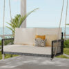 TREXM 1-Piece Woven Rope Outdoor Swing Sofa with Soft Cushions Seating 2 for Patio, Courtyard and Balcony (Beige)