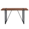 Industrial Rectangular MDF Walnut Color Wood Grain Dining Table for 4-6 people with 1.5 inch thick MDF top and black metal legs for desks, kitchens, patios, dining rooms.