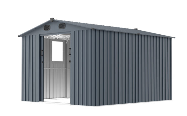 4fdc1ab762ed45a3a115e5be2b844217_31b83ea63fa1b67a958001f22bfc898f 8x10 FT Outdoor Storage Shed, Large Metal Tool Sheds with Window and Lockable Doors, Garden Shed for Backyard Garden Patio Lawn, Dark Grey