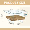 31.4 Inch Modern Two-Tier Square Coffee Table -An Elegant Combination of Clear Glass and Light Wood Texture Sticker.It can be used not only as a coffee table but also as a side table or display stand.