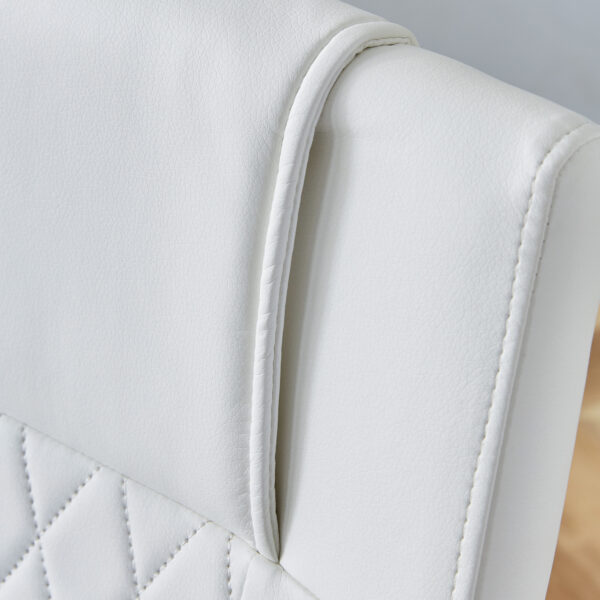 Modern Dining Chairs with Faux Leather Padded Seat Dining Living Room Chairs Upholstered Chair with Metal Legs Design for Kitchen, Living, Bedroom, Dining Room Side Chairs Set of 6 (White+PU )C-001