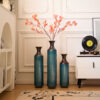 Floor metal vase modern style decoration home droplet shaped white metal vase 3-piece set gorgeous home decoration large glazed metal vase