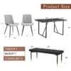 Table and chair set.Modern Black Marble Pattern MDF Dining Table Set - 55"x31.4" with 4 Extended Seat Cushion PU Dining Chairs and 1 Bench,A Choice of Subtle Luxury for Modern Homes.