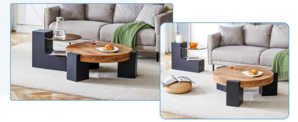 The detachable double-decker coffee table, the stylish design is more precious, and the detachable design can make the use of space more flexible and suitable for various scenes.