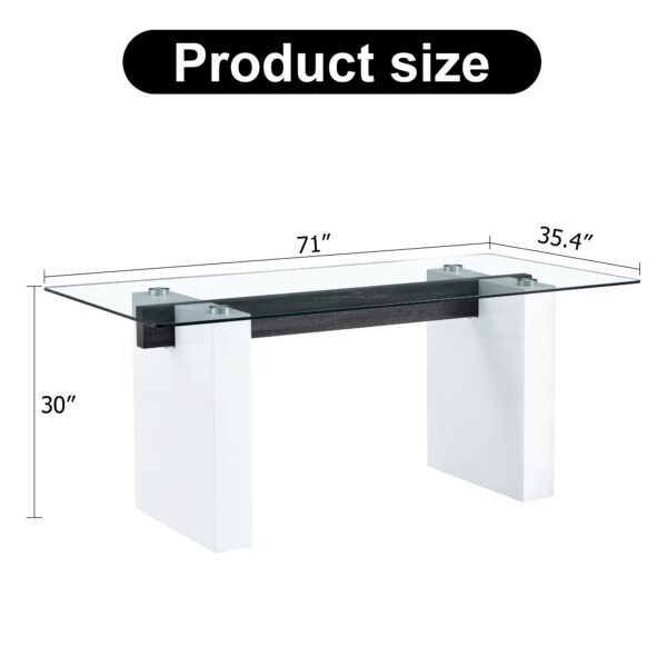 5052e29971644590b62d686c5af82a43_01c7c33402ca0952e4359431c1f5f6ce Large modern rectangular table with 0.4 inch patterned tabletop and large MDF table legs, suitable for kitchen, dining room, and living room 71 "* 35.4" * 30 "