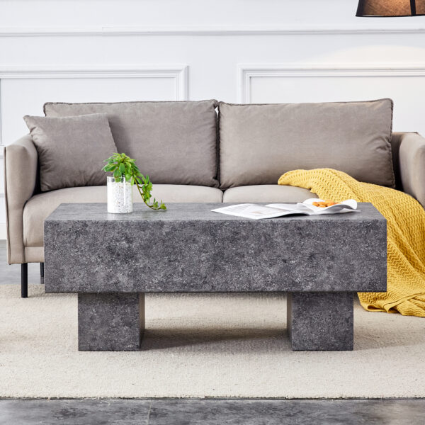 506cfd9976004333be616dfaeaaf1c7b_d9a786e5aa8db806a26ff30c2b0abb8b Modern Simple Gray Texture MDF Coffee Table - 43.3"x21.6"x17.2" Practical Model.Making it an ideal addition to any living room or apartment.