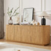 Sideboard Storage Cabinet TV Stand with wave pattern Buffet Cabinet Wooden Vertical Striped Cabinet for Kitchen/Bedroom/Entryway. Natural, 64''W x 15''D x 24''H.