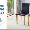Two Black PU dining chairs, Golden Metal Legs.Simple and versatile, comfortable and accompanied. Exquisite and versatile dining chairs unlock a comfortable new experience.(Set of 2)