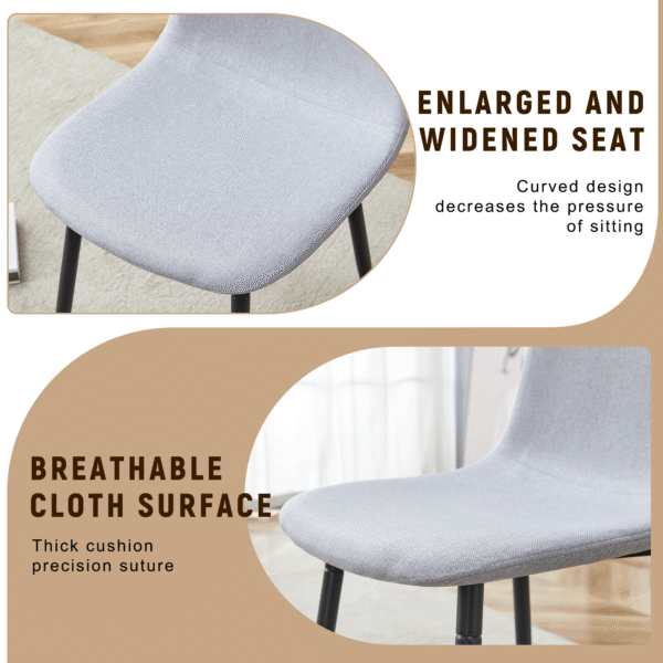 Table and chair set.71*35.4 inch Wooden And Black Spliced Dining Table With Storage Function In The Middle Of The Table Legs.Paired With 8 Light Gray Linen Fabric Chairs.