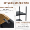 Table and chair set.A 47.3-inch diameter modern spliced color circular dining table - double-layer storage.Paired With 4 Black Linen-Cotton Material High Resilience Dining Chair with Metal Walnut Leg.