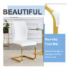 Luxury Simple Arch Chair - Set of 8 White PU Material High Resilience Dining Chair with Arched Metal Gold Leg.Packed In Two Boxes.