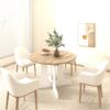 Dining Table for Farmhouse Kitchen 59x43 Inch Expandable Oval Table Top with Removable Leaf Trestle X Shaped Base White