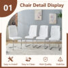 Table and chair set.63"x31.5x30" Luxurious Snow Mountain Patterned Sintered Stone Table with Silver Stainless Steel Butterfly Legs.Paried With 6 White High-quality PU Chairs With Arched Metal Legs.