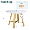 Modern minimalist white patterned circular dining table and coffee table. MDF desktop, diameter 42 inches, stainless steel metal legs, suitable for home and office use