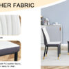 4 Dining Chair Set, White + Grey Dining Chair Set, High Back Seat in PU Material and Sturdy Black Leg Chair for Dining Room, Kitchen and Living Room c-010