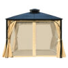 TREXM 10'x12' Hardtop Outdoor Gazebo, Heavy Duty Double Roof Patio Gazebo with Aluminum Frame, Double-Layer Side Walls Mosquito Netting & Privacy Curtains for Patio, Garden, Backyard (Beige)