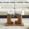 A rectangular modern and fashionable coffee table with tempered glass tabletop and wooden color MDF legs. Suitable for living room.47.2"*25.5"*18"