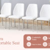 Set of Four White PU Comfort Dining Chairs (17.7"x25").Dining chair with extended backrest,WHITE PU,Silver metal legs,Suitable for various places such as family restaurants, hotels, coffee shops,etc.