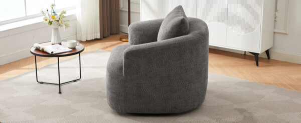 360° Swivel Chair, 38.2" Accent Chair Sofa, Upholstered Swivel Barrel Sofa Chair with a Throw Pillow for Living Room, Bedroom, Office and Hotel, Grey