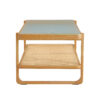 Modern simple rectangle double-layer solid wood Glass desktop tea table rattan woven Chinese side table small rectangle table suitable for living room, dining room and bedroom