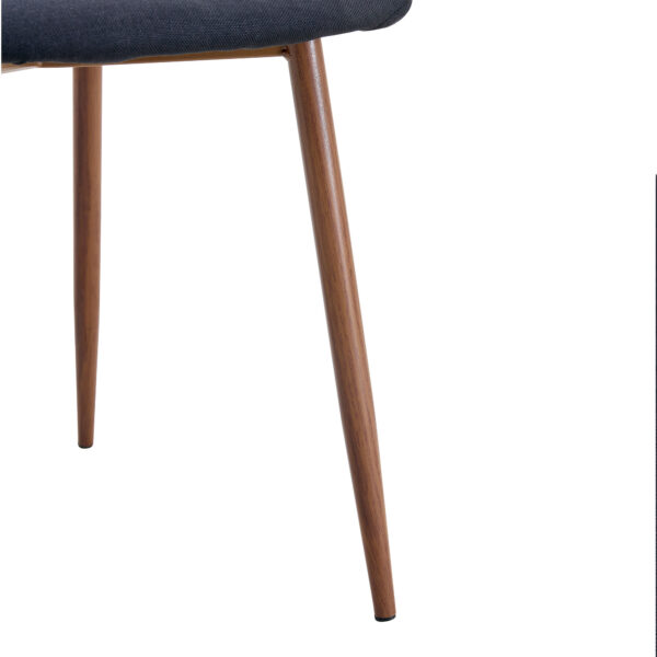 51f6975dd1054cfe9ae3f031f5fc5f43_81c9256b3c2e5d37eb6f9d4512073744 Table and chair set.White Sintered Stone Tabletop, Rubberwood Legs,Foldable Computer Desk, Foldable Desk.Paired With 4 Black Linen-Cotton Material High Resilience Dining Chair with Metal Leg.